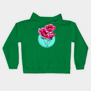 botanical illustration with elements of poppy flowers Kids Hoodie